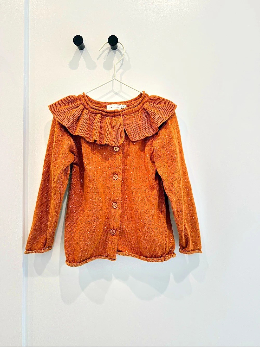 Minymo Rusty Orange Ruffle Collar Sweater 18m